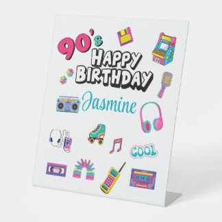 Signe De Table Personalized 90’s Themed Happy Birthday Table Sign