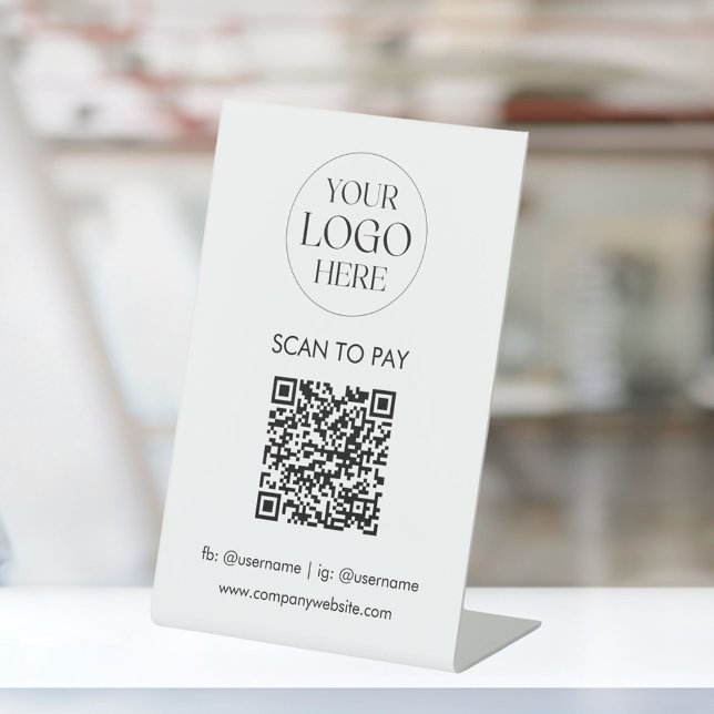 Signe De Table Personalized Business Logo QR Code Simple Modern (In situ)