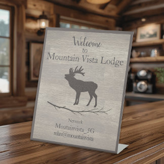 Signe De Table Personalized Mountain Lodge Guest WiFi Sign