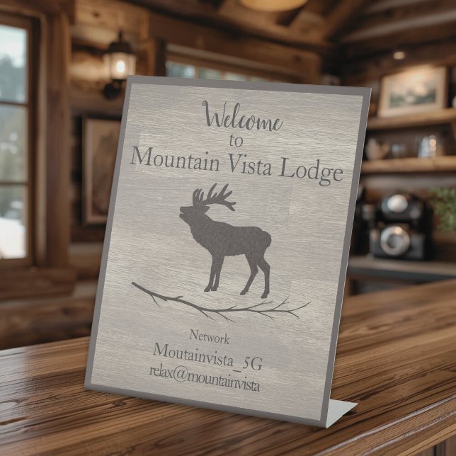 Signe De Table Personalized Mountain Lodge Guest WiFi Sign (elk mountain lodge wifi signage
)