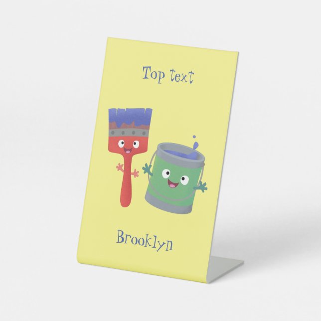 Signe De Table Personnages de peinture et de pinceau mignons (Recto)