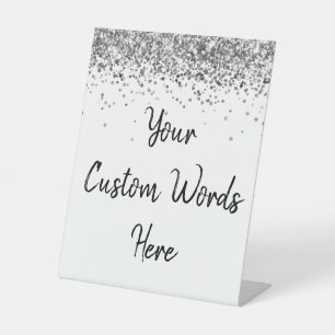 Signe De Table Personnalisé Blanc Noir Argent Fête Anniversaire V