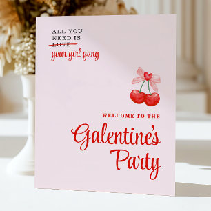 Signe De Table Personnalisé Cherry Galentine's Day Affiche de bie