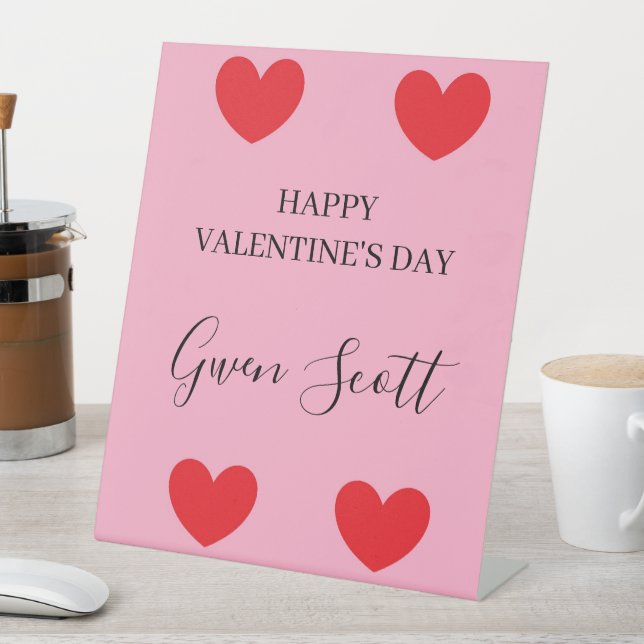 Signe De Table Personnalisé Happy Valentine's rouge coeur rose (In SItu)