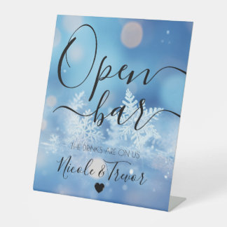 Signe De Table Personnaliser : Bar ouvert calligraphie flocons de