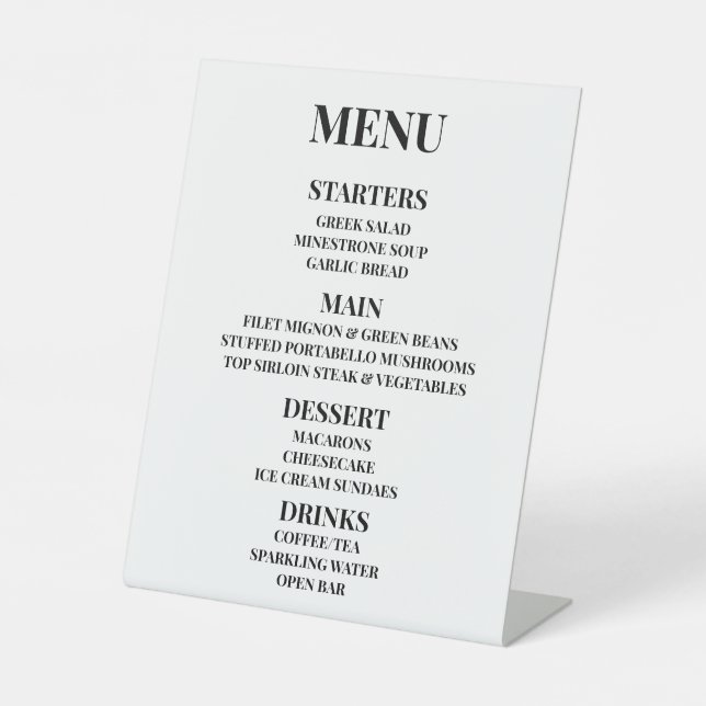Signe De Table Personnaliser - Créez votre propre menu (Recto)