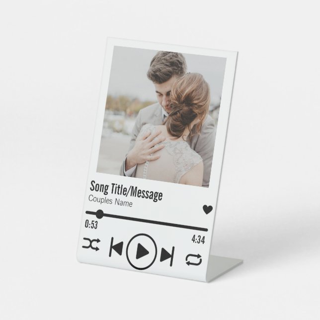 Signe De Table Personnalized Newlywed Photo Song Playlist (Recto)