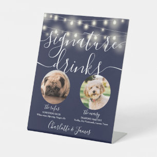 Signe De Table Pet Chien Signature Boissons Chaîne Lumières Marin