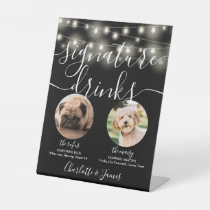 Signe De Table Pet Chien Signature Boissons Chaîne Lumières Noir