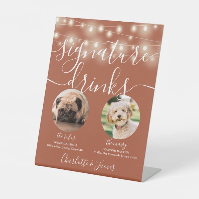 Signe De Table Pet Chien Signature Boissons Chaîne Lumières Terra (Recto)