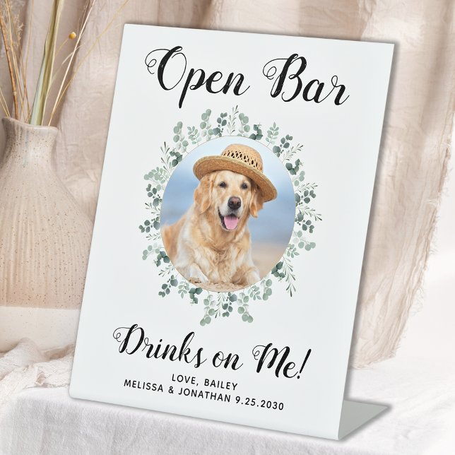 Signe De Table Pet Dog Mariage Open Bar Photo Boissons Personnali (Créateur téléchargé)