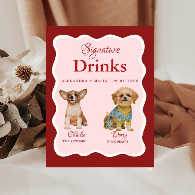 Signe De Table Pet Dog Valentine Signature Drink wedding sign (Créateur téléchargé)