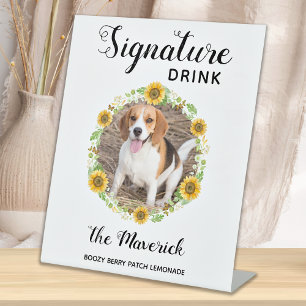 Signe De Table Pet Mariage Signature Boissons Tournesol Photo