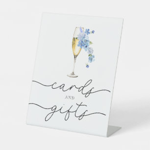 Signe De Table Pétales Florales Bleu Poussiéreux & Cartes et Cade
