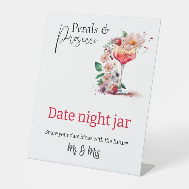 Signe De Table Petals Prosecco Floral Fête des mariées Date Conse (Recto)