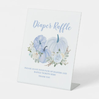 Signe De Table Petit Baby shower bleu Citrouille Déchets Raffle