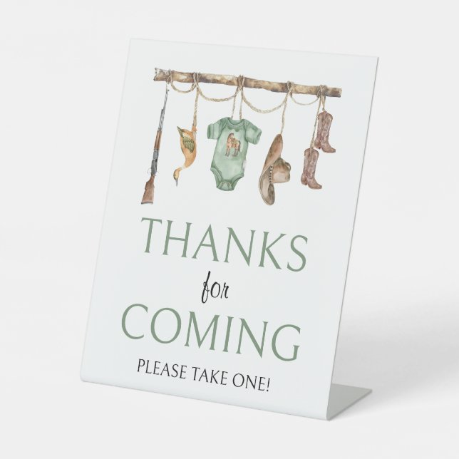 Signe De Table Petit Baby shower de chasseur Merci d'être venu (Recto)