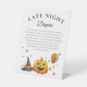 Signe De Table Petit Baby shower d'Halloween Diapositives nocturn