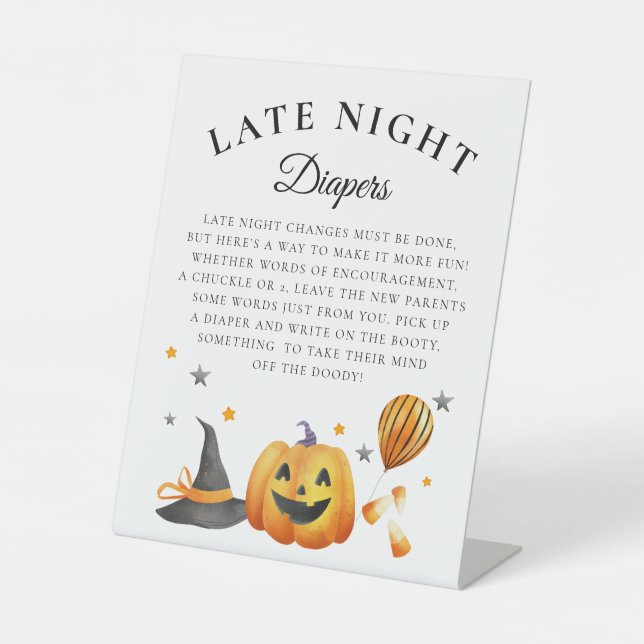 Signe De Table Petit Baby shower d'Halloween Diapositives nocturn (Recto)