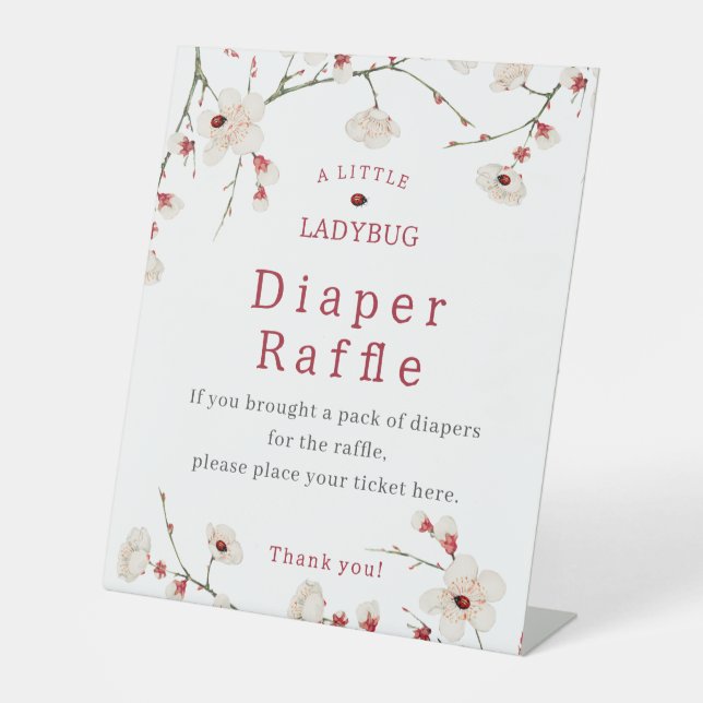 Signe De Table Petit Baby shower Ladybug Déchets Raffle (Recto)