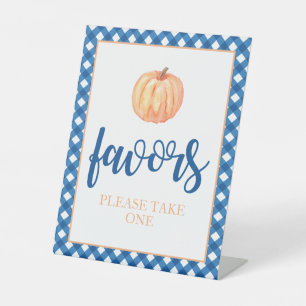 Signe De Table Petit bleu Citrouille Automne Anniversaire Favoris