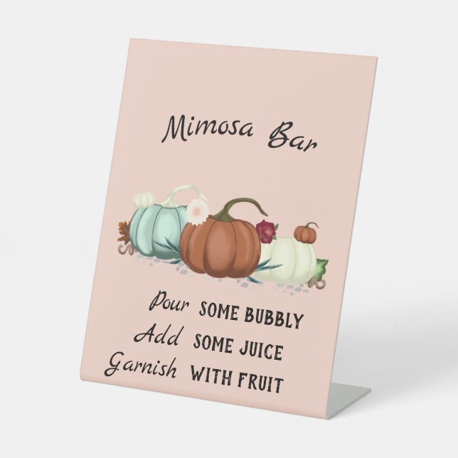 Signe De Table Petit Citrouille Baby shower fille Mimosa Bar (Recto)