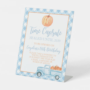 Signe De Table Petit Citrouille bleu 1er Anniversaire heure Capsu