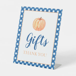 Signe De Table Petit Citrouille bleu automne Cadeaux d'anniversai