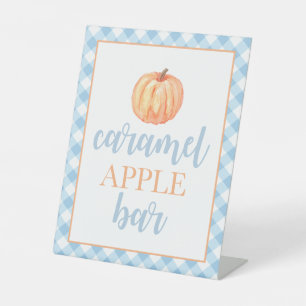 Signe De Table Petit Citrouille Pastel bleu automne Nourriture Pe