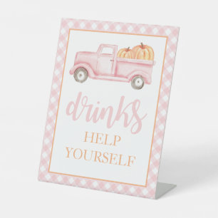 Signe De Table Petit Citrouille Pastel Pink Truck Boissons