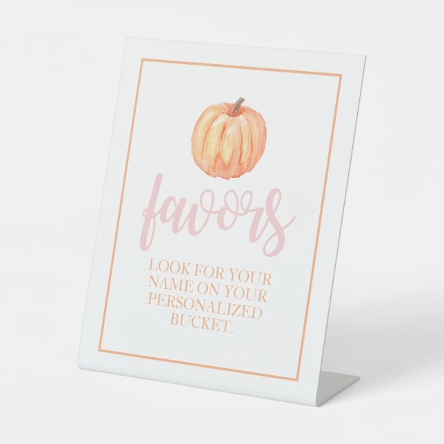 Signe De Table Petit Citrouille Pastel Rose Automne Anniversaire  (Recto)