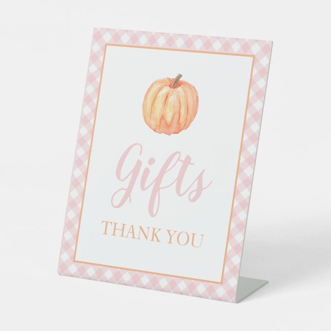 Signe De Table Petit Citrouille Pastel Rose Automne Cadeaux Anniv (Recto)