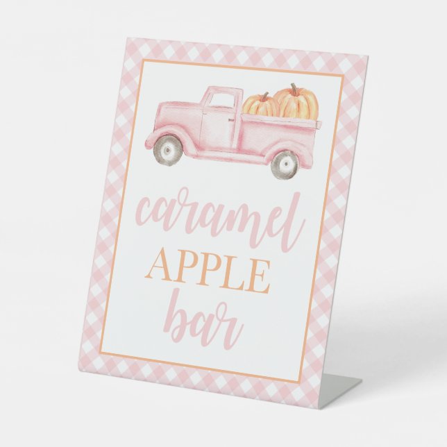 Signe De Table Petit Citrouille Pastel Rose Automne Nourriture An (Recto)