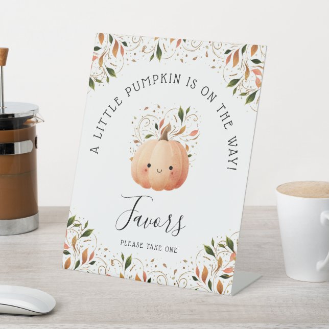 Signe De Table Petit Citrouille sur le chemin Automne Baby shower (In SItu)