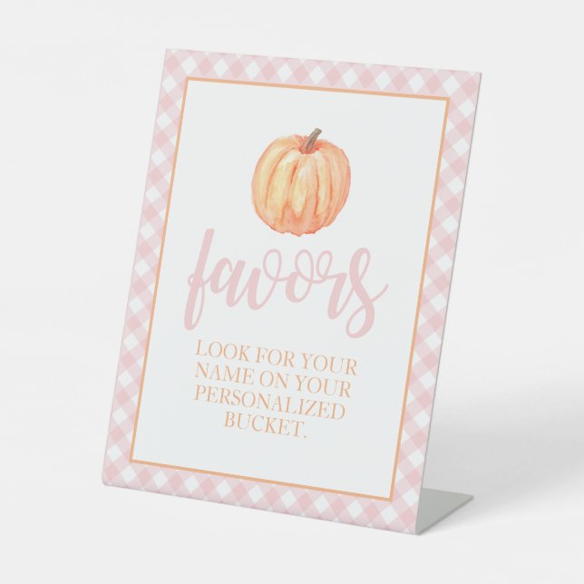 Signe De Table Petit Pastel Rose Citrouille Faveur d'anniversaire (Recto)