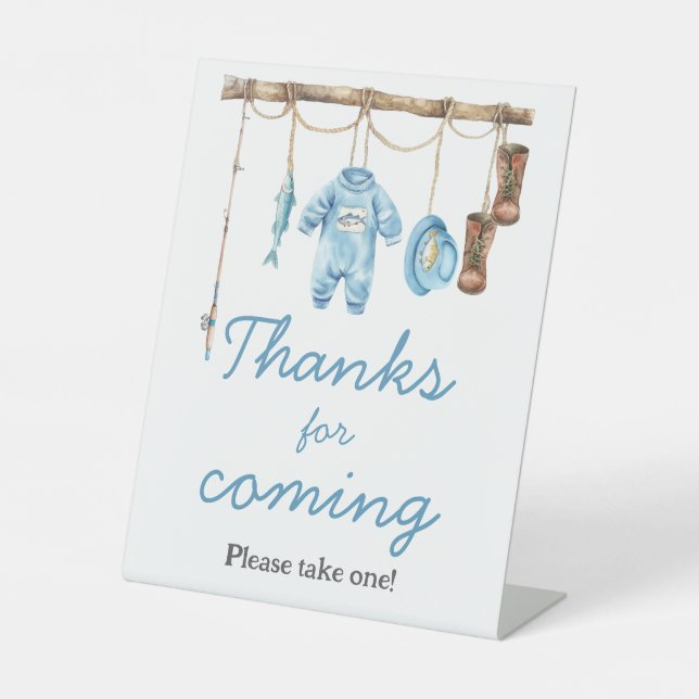 Signe De Table Petit Pêcheur Bleu Merci d'être venu (Recto)