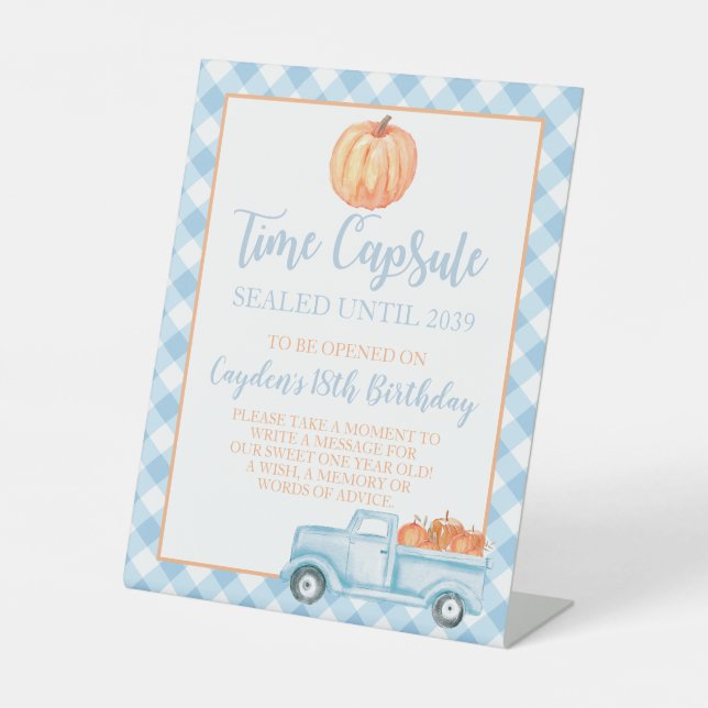 Signe De Table Petite citrouille bleue capsule temporelle 1er ann (Recto)