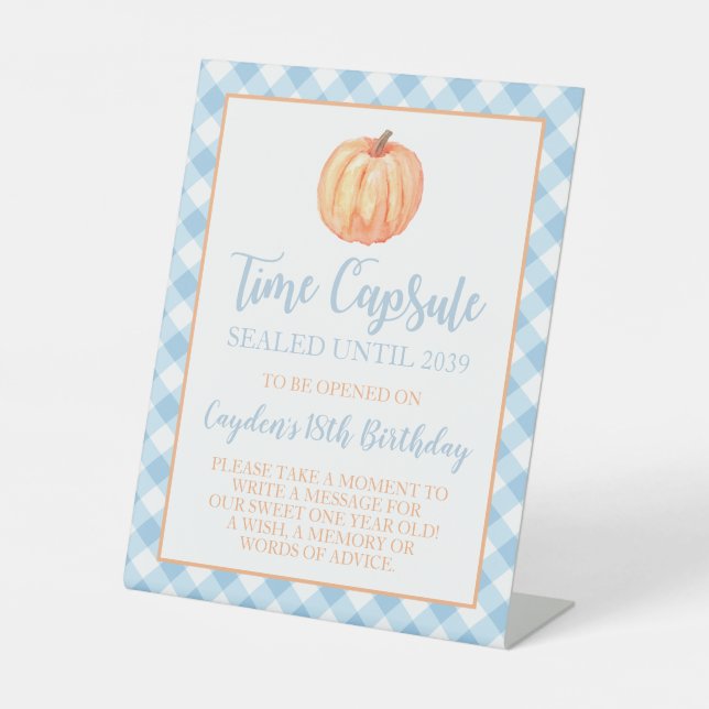 Signe De Table Petite citrouille bleue capsule temporelle 1er ann (Recto)