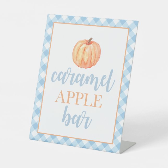 Signe De Table Petite citrouille Pastel bleu Automne Anniversaire (Recto)