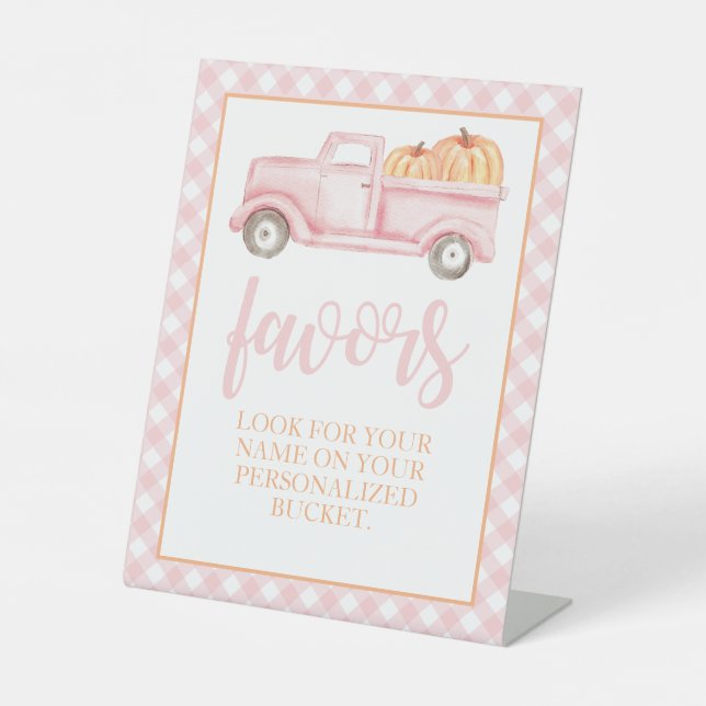 Signe De Table Petite citrouille pastel rose fête d'anniversaire  (Recto)