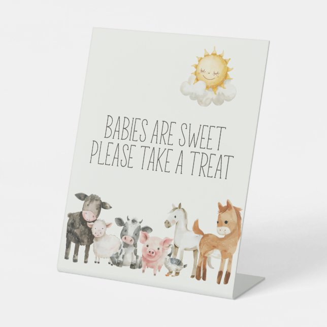 Signe De Table Petite ferme Nursery Animaux Baby shower Favoriser (Recto)