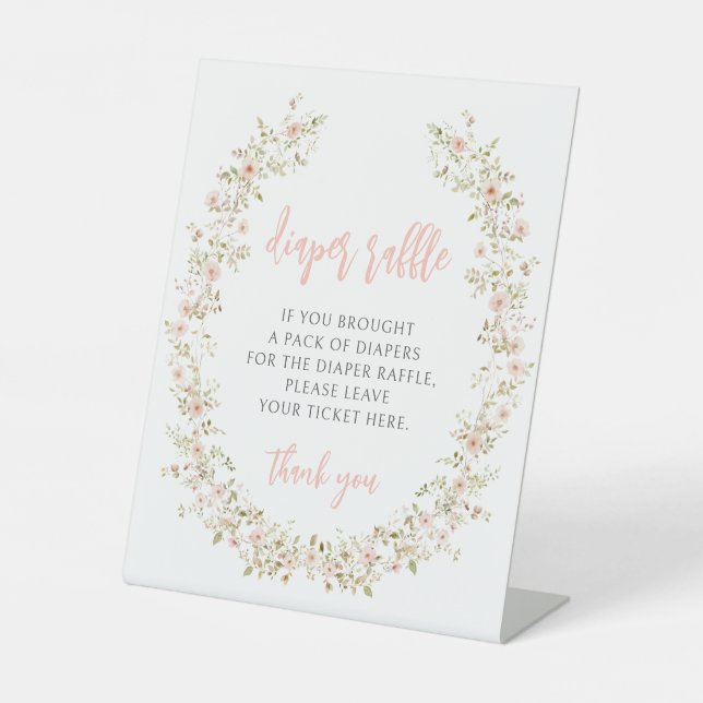 Signe De Table Petite fille fleur sauvage rose tombole de couche (Recto)