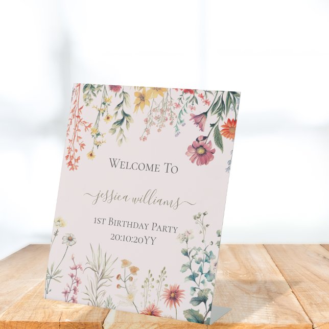 Signe De Table Petite Fleur Sauvage Fête son Premier Anniversaire (Créateur téléchargé)