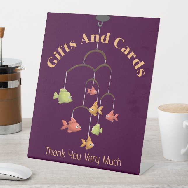 Signe De Table Petits poissons Crimson Baby shower Cadeaux et car (In SItu)