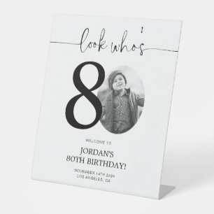 Signe De Table Photo 80th Birthday Affiche de bienvenue Regarde