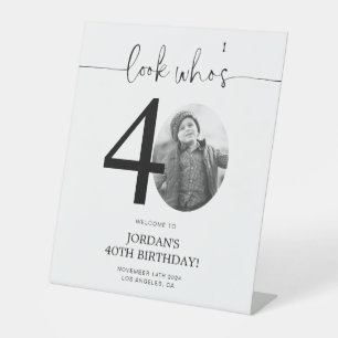 Signe De Table Photo Affiche de bienvenue de 40e anniversaire   R