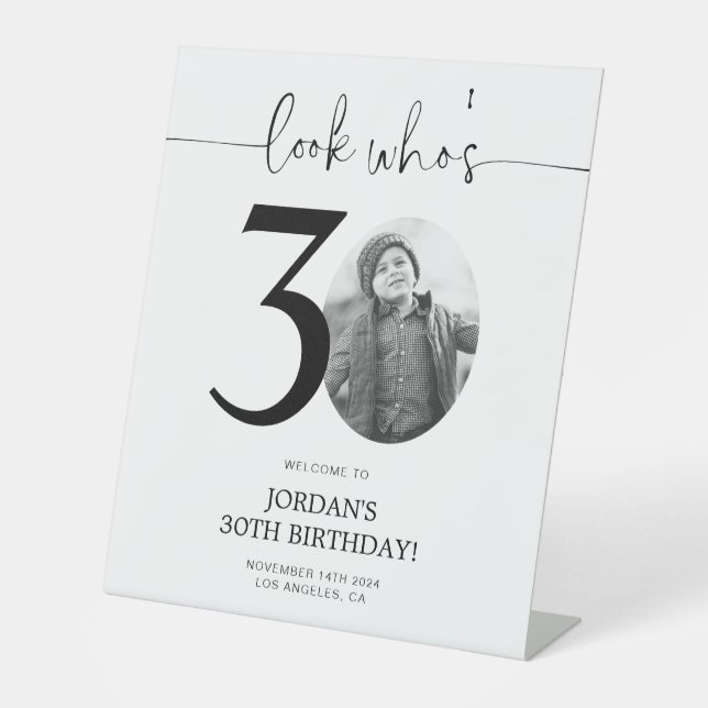 Signe De Table Photo Affiche de bienvenue du 30e anniversaire | R (Recto)