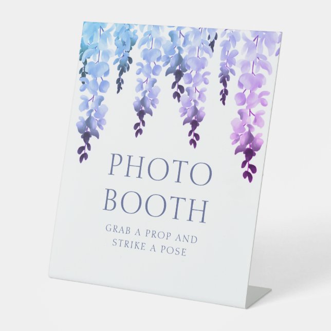 Signe De Table Photo Booth Purple Floral Script Mariage (Recto)