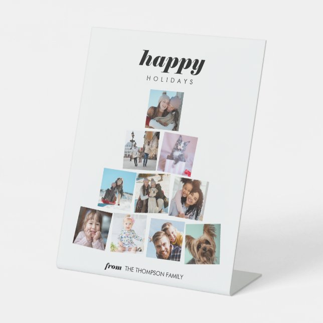 Signe De Table Photo d'arbre de Noël de famille Collage Vacances (Recto)