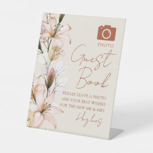 Signe De Table Photo Livre d'invité Rustic Boho Floral Mariage de